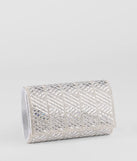 The Glam Soiree Rhinestone Baguette Clutch in silver brings sleek style to any graduation outfit, from cap and gown to after-party.