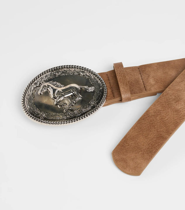 Cowgirl Era Horse Buckle Faux Leather Belt