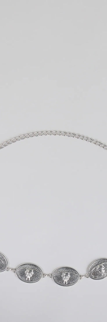 In The Ring Etched Bull Concho Belt