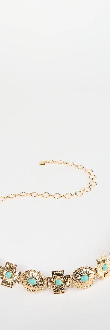 Boho Sleek Cross Concho Chain Belt