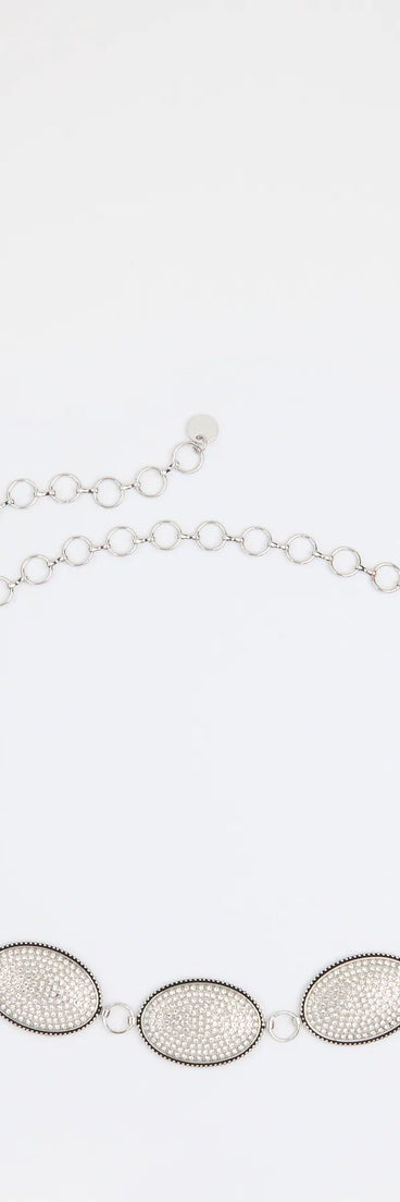 Glam Out West Rhinestone Concho Chain Belt