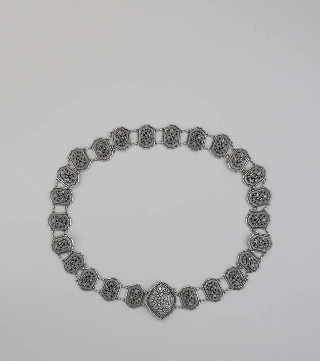Floral Etched Western Chain Belt