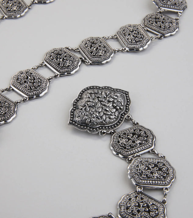 Floral Etched Western Chain Belt