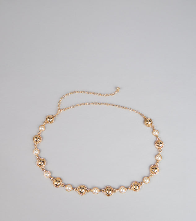 Opulent Touch Faux Pearl Metallic Belt