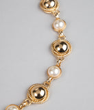 Opulent Touch Faux Pearl Metallic Belt