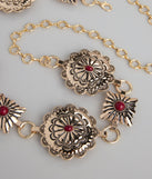 Western Bloom Stone Concho Chain Belt