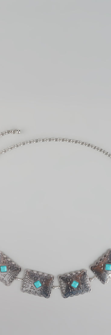 Western Flair Stone Concho Chain Belt