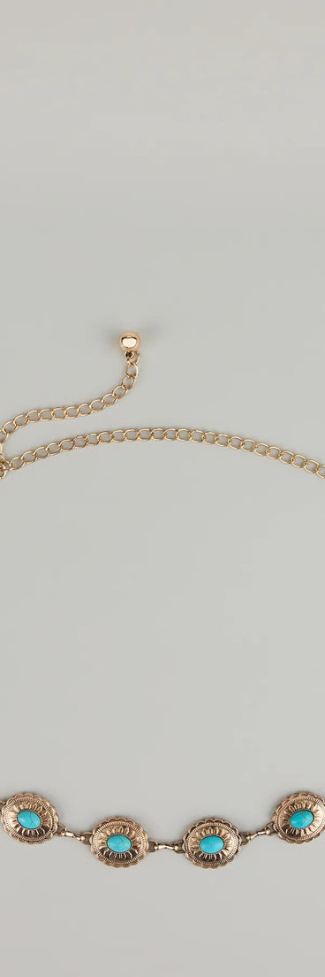 Festival Flair Turquoise Concho Chain Belt