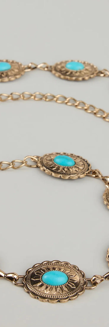 Festival Flair Turquoise Concho Chain Belt