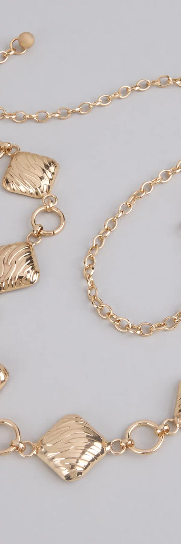 Square Up Textured Chain Belt