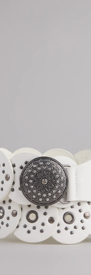 Boho Era Studded Faux Leather Medallion Belt