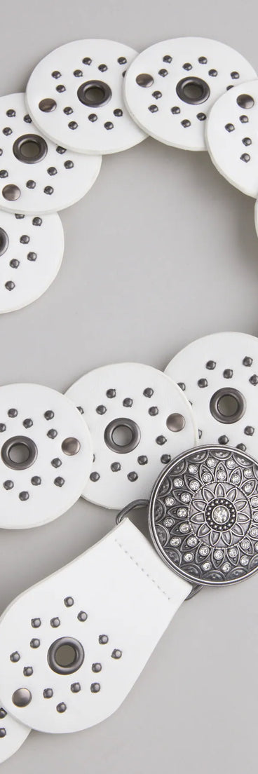 Boho Era Studded Faux Leather Medallion Belt