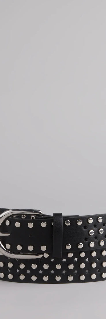 Elevated Edgy Studded Faux Leather Belt