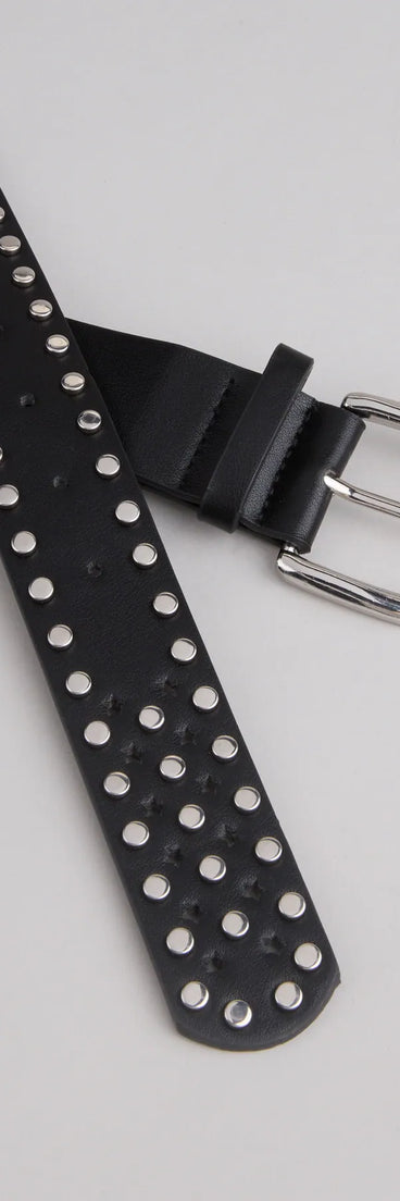 Elevated Edgy Studded Faux Leather Belt