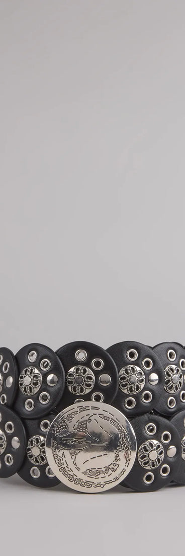 Boho Edge Faux Leather Medallion Belt