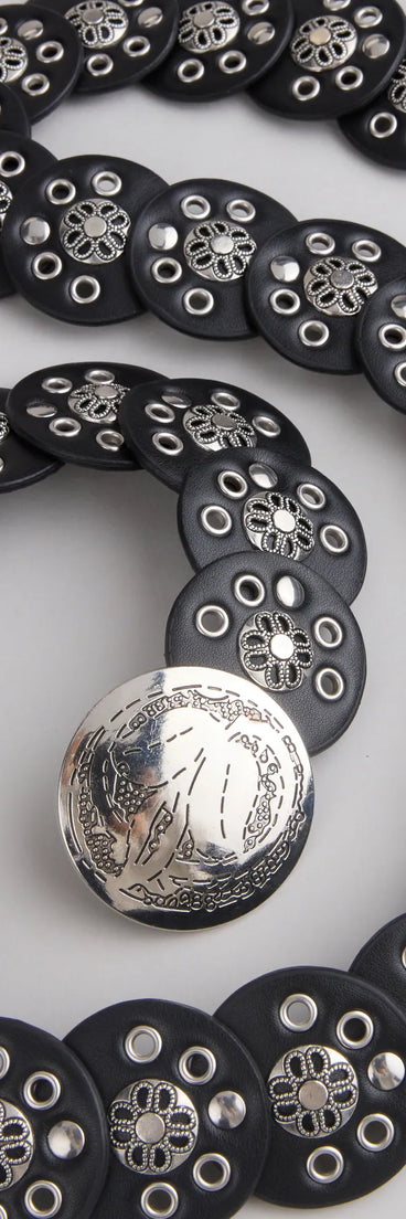 Boho Edge Faux Leather Medallion Belt