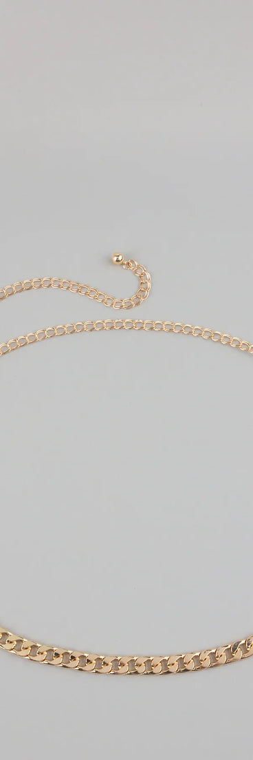 Style your vibe in seconds with the Classic Staple Cuban Chain-Link Belt in gold, a fashion accessories essential that completes any outfit with ease.