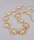 Flower Power Faux Pearl Chain Belt