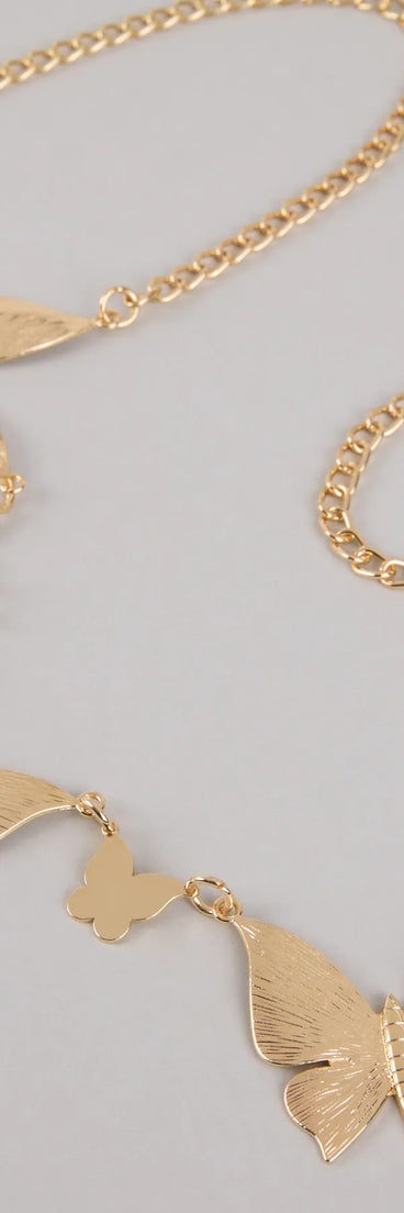 Style your vibe in seconds with the Chic Daydream Butterfly Chain Belt in gold, a fashion accessories essential that completes any outfit with ease.