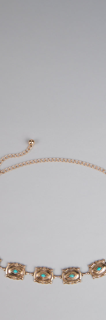 Style your vibe in seconds with the Western Spirit Stone Medallion Chain Belt, a fashion accessories essential that completes any outfit with ease.