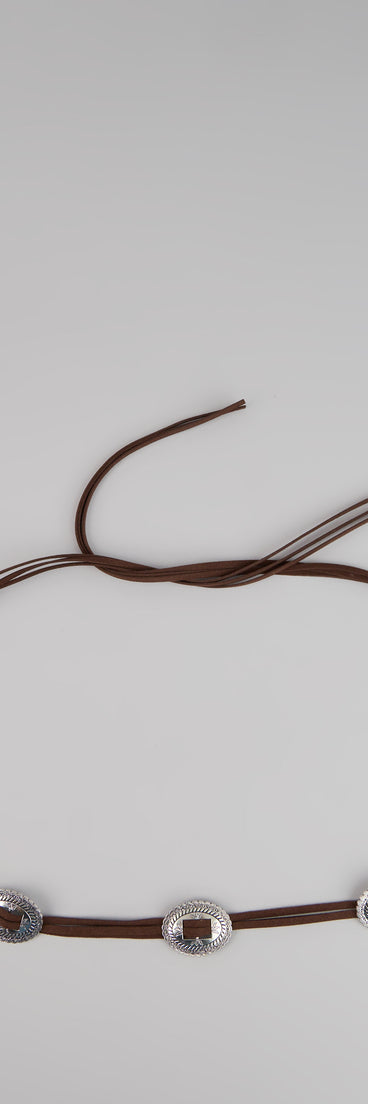 Style your vibe in seconds with the Western Glow Concho String Belt, a fashion accessories essential that completes any outfit with ease.