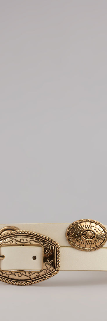 Western Charm Concho Faux Leather Belt