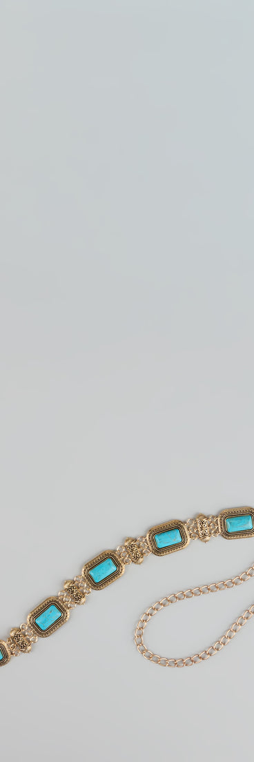 Boho Glow Turquoise Stone Chain Belt