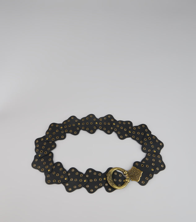 Golden Edge Grommet Medallion Belt