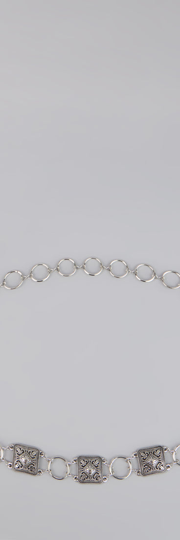 Style your vibe in seconds with the Major Attitude Etched Square Chain Belt, a fashion accessories essential that completes any outfit with ease.