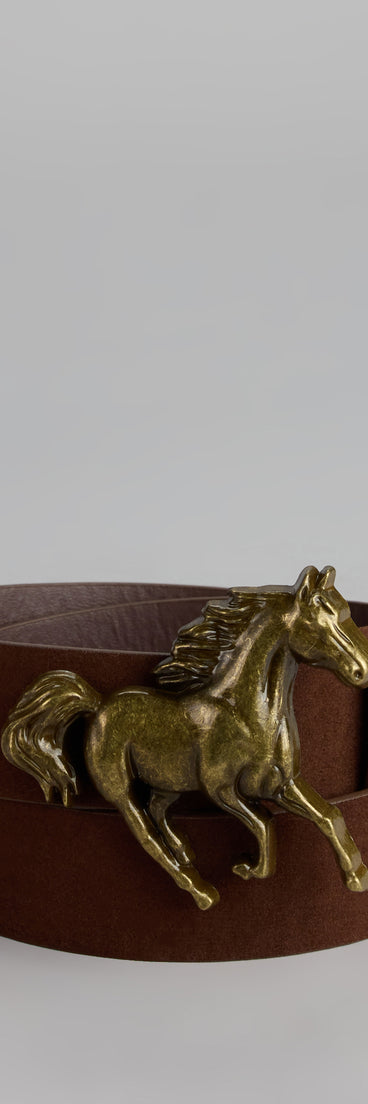 Frontier Flair Faux Suede Horse Buckle Belt