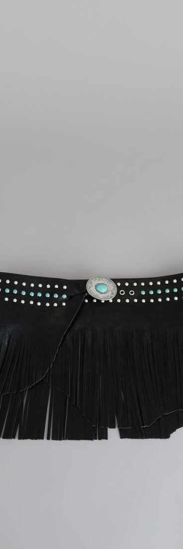 Outlaw Energy Faux Leather Fringe Skirt Belt