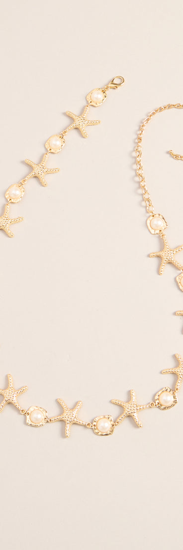 Vacay Look Pearl Starfish Chain Belt
