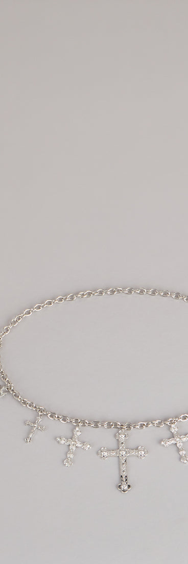 Sleek Edge Cross Charm Chain Belt