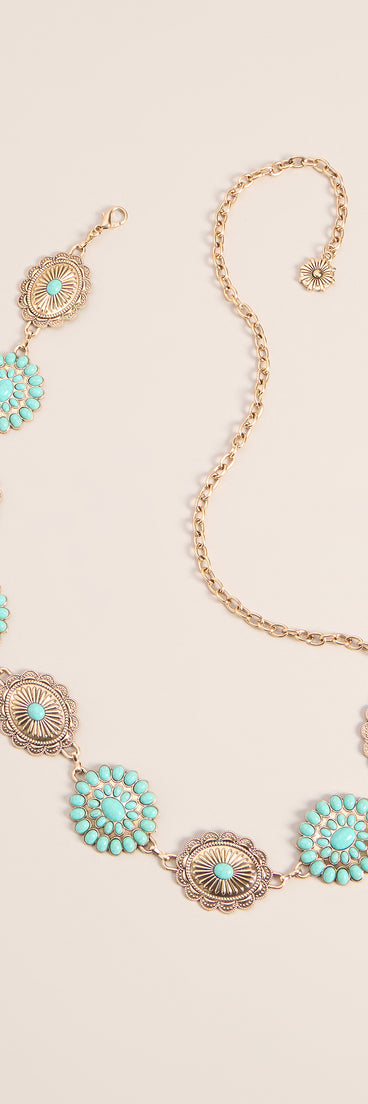 Desert Detail Stone Concho Chain Belt