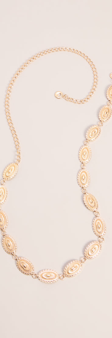 Trendy Texture Concho Chain-Link Belt