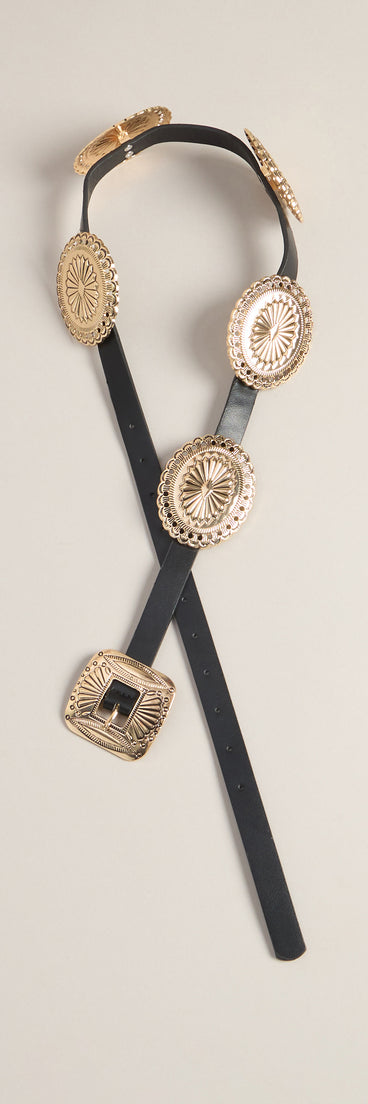 Vintage Western Charm Faux Leather Concho Belt
