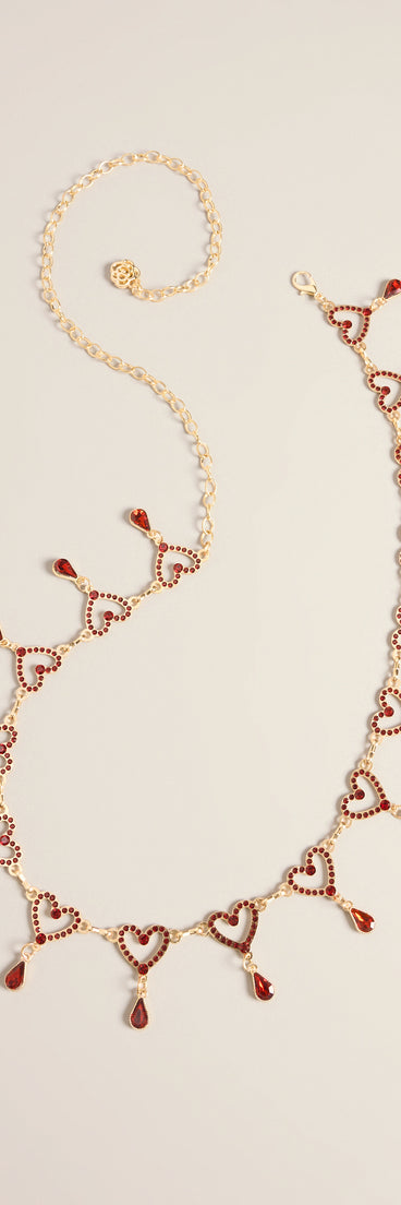Love On Repeat Rhinestone Heart Chain Belt