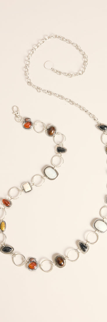 Stone Crush Mixed Gem Chain Belt
