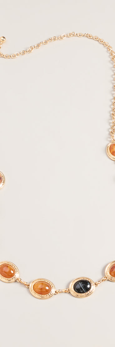 Gem Route Oval Stone Chain Belt
