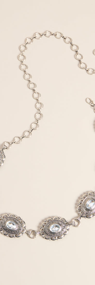 Chain Reaction Rhinestone Concho Metal Belt
