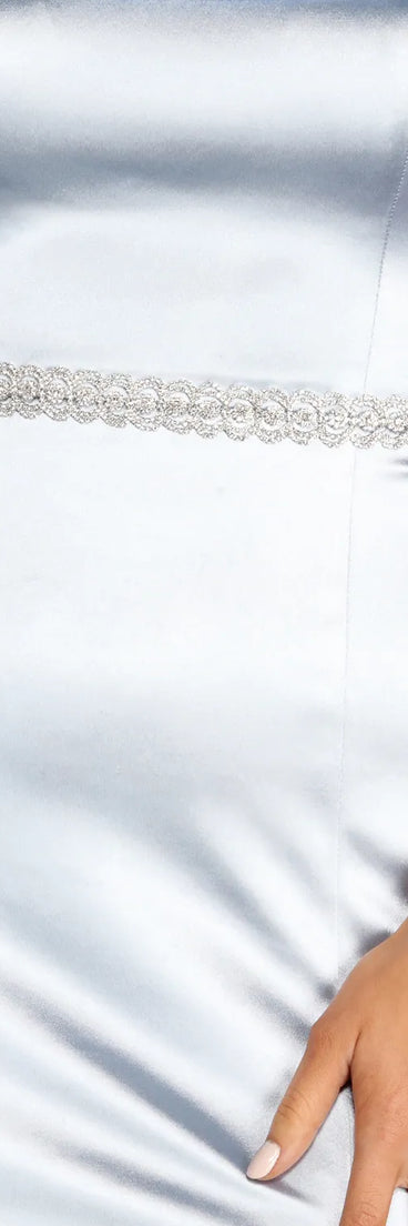 Rhinestone Romance Ribbon Tie Belt