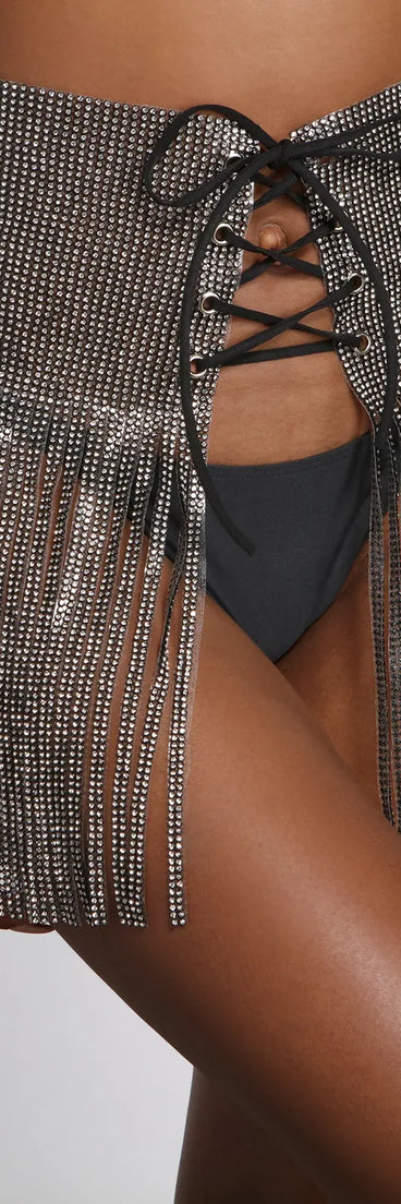 Glitz And Glam Rhinestone Fringe Coverup