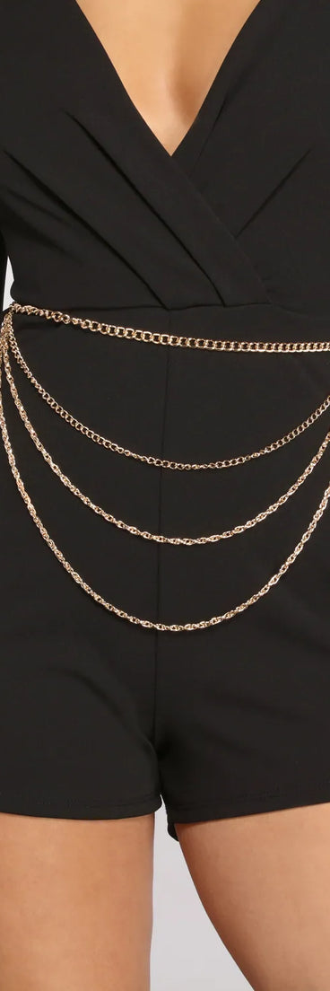 Four Row Tiered Swag Chain Belt