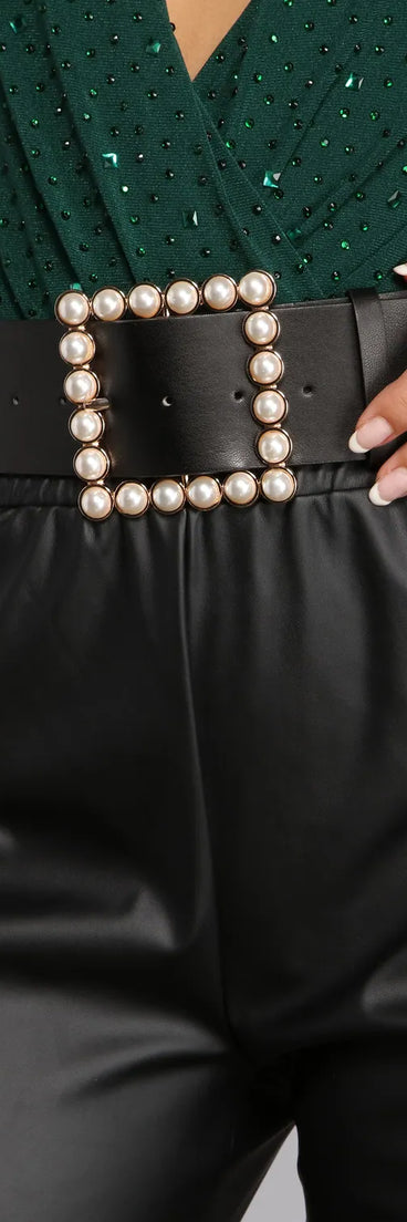 Chic And Cinched Pearl Buckle Belt