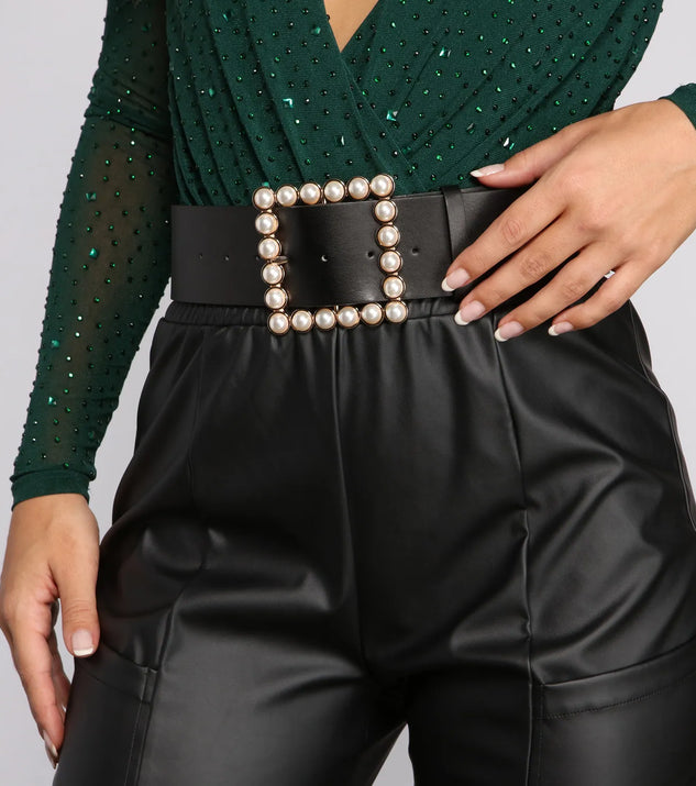 Chic And Cinched Pearl Buckle Belt