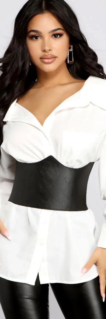 Sleek Faux Leather Corset Belt