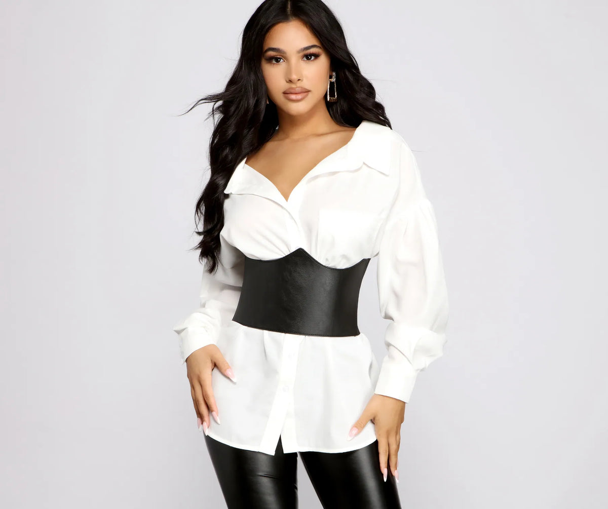 faux leather corset belt