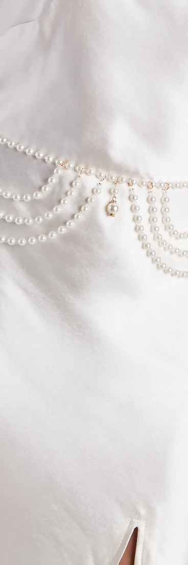Layered In Glamour Pearl Chain Belt