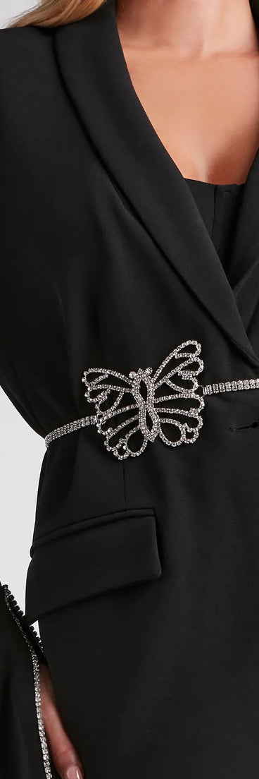 Enchanting Glamour Rhinestone Butterfly Belt