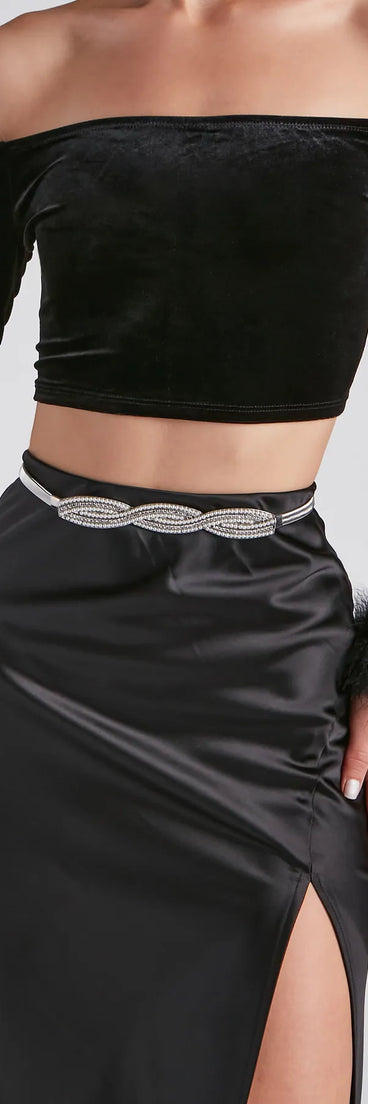 Here For Sparkle Faux Pearl Rhinestone Belt
